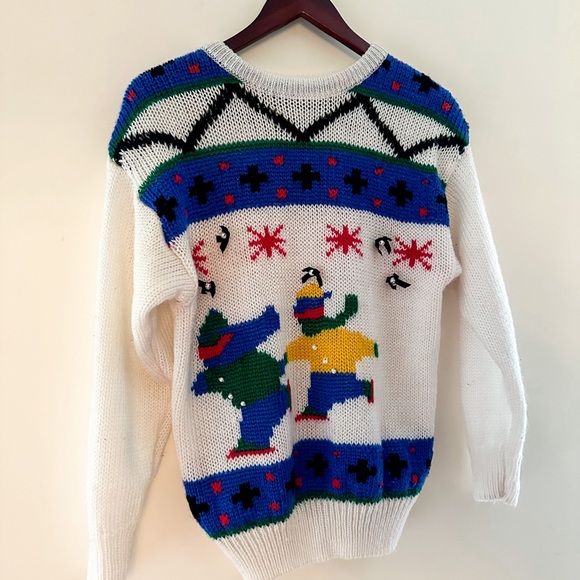 Vintage Kids Playing in the Snow Sweater - Picture 2 of 7